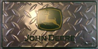 John Deere Diamond Green Aluminum Auto License Plate Tractor Farming