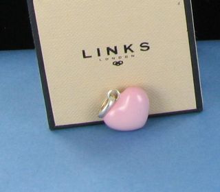 Links of London Charm Large Pink Heart Sterling Silver Enamel