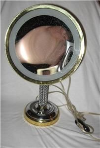 Lighted Pedestal Vanity Magnifying Makeup Mirror by Cane Reed