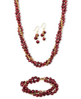 Pearl Jewelry Set, 18k Gold Over Sterling Silver Cranberry Cultured