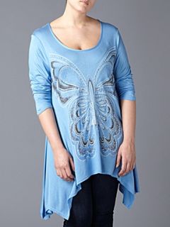 Lovedrobe Butterfly print asymmetric tunic Blue   