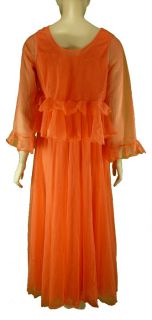 Chiffon Jenelle Matching Nightgown Peignoir Bed Jacket Ruffle Set Vtg