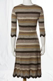 Lilja Gray Beige Ivory Striped Knit Cozy Casual Sweater Dress Sz M