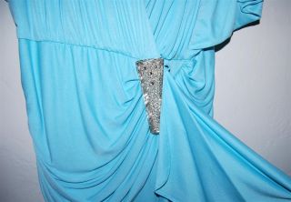 Lillie Rubin Aqua Blue Sequin Long Evening Dress Sz 12