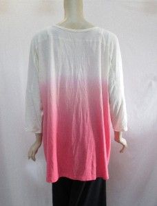 Belle Gray by Lisa Rinna 2X 3 4 Sleeve DIP Dye Tunic Blouse Coral