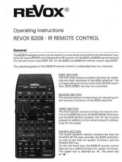 ReVox Remote B208 Receiver CD Cassette Tuner Amplifier