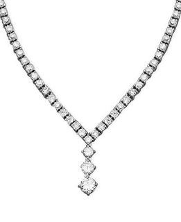 Silver Necklace, Cubic Zirconia Triple Drop Pendant (24 3/8 ct. t.w