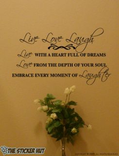 Live Love Laugh Quotes Wall Stickers Decals Words Letters 446
