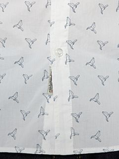 Linea Origami bird print long sleeved shirt White   