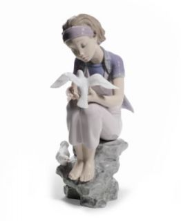 Lladro Collectible Figurine, Playing with Doves 2011