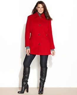 Calvin Klein Plus Size Coat, Wool Blend Toggle Hooded Duffle