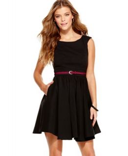 XOXO Juniors Dress, Sleeveless Belted Pleated A Line
