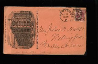 1890 US Cover Ad Hill Brothers New York Pink Envelope