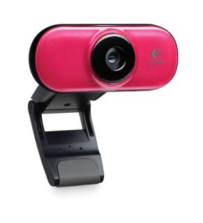 New Logitech Webcam C210 w Built in Mic 1 3 MP Clip Software Brick Red