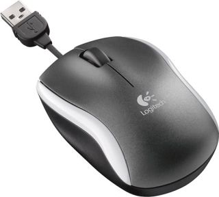 Logitech M125 USB Optical Mouse w/ Retractable Cable Dark Gray 910