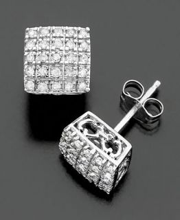 Diamond Earrings, 14k White Gold Diamond Square Studs (1/3 ct. t.w.)