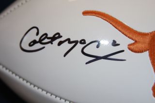 Colt McCoy Autographed Texas Longhorns Logo Football COA