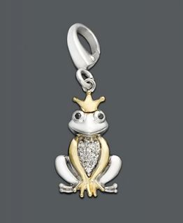 14k Gold and Sterling Silver Charm, Diamond Accent Frog Prince Charm