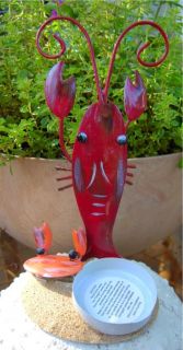Lobster Crab Tealight Holder Candle Nautical Beach Metal Sculpture