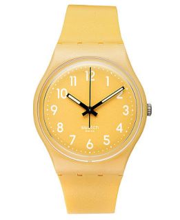 Swatch Watch, Unisex Swiss Flaky Yellow Metalized Plastic Strap 34mm
