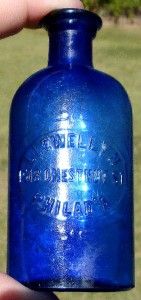 Cobalt Blue Antique Bottle Llewellyn Philadelphia