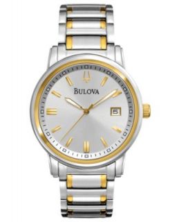 Bulova Watch, Mens Two Tone Stainless Steel Bracelet 37mm 98C60   All