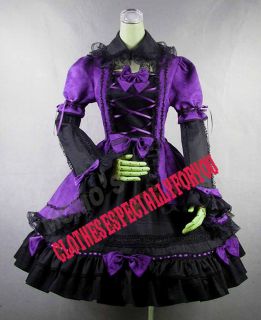 Sweet Lolita Cute Bows Stunning Lace Purple Dress 2P L