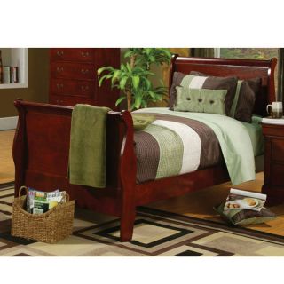 Louis Philippe Sleigh Panel Bed Cherry Twin from Brookstone