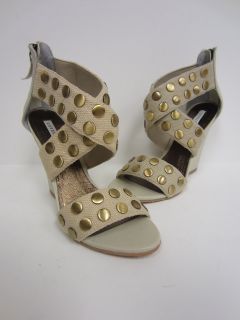 Lovely People Womens Abelia Crème Studded Straps Wedge Sandals 7 $121