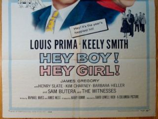 HEY GIRL 1959 Orig Movie Poster FOLDED One Sheet 1SH Louis Prima song