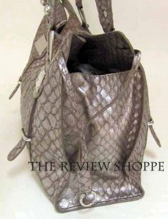 Jessica Simpson Anaconda Snake Bag It Tote Bag Metallic Pewter