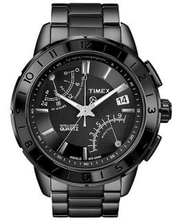Timex Watch, Mens Intelligent Quartz Fly Back Chrono Black Ion Plated