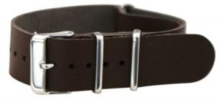 Brown Leather NATO Style Military Watch Band Timex Solid Strap