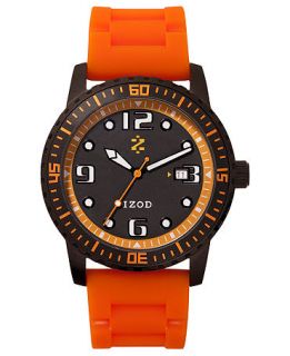 Izod Watch, Unisex Orange Rubber Strap 42mm IZS3 2RBLKORANGE   All