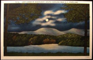 Lake Lanier Moonlight South Carolina SC by North Carolina Line Linen