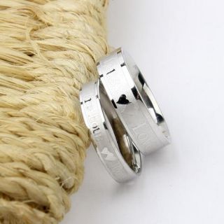 Love Titanium 316L Steel Promise Ring Set Couple Wedding Men Women