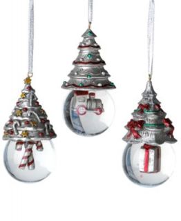 Towle Christmas Ornaments, Set of 3 Christmas Tree Snow Globes