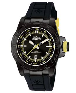 Invicta Watch, Mens Pro Diver Yellow and Black Polyurethane Strap