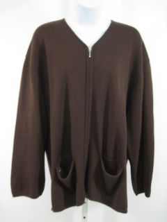Luciano Tempesta Brown Zipper Cardigan Sweater Top Sz P
