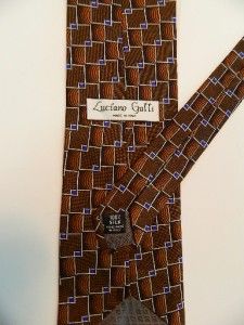 Luciano Gatti Mens Designer Silk Neck Tie Made in Italy Brown Orange