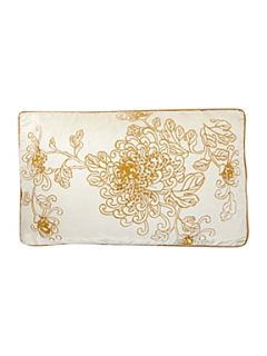 Linea Cream velvet embroidered cushion   