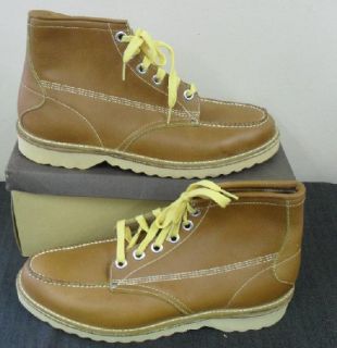 60s NEW OLD MOC TOE CREPE HUNTING WORK LEATHER MENS BOOTS 10 W XW NOS