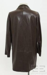 Loro Piana Mens Brown Leather Button Front Jacket Size 54