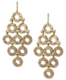 Kenneth Cole New York Earrings, Gold Tone Glitter Circle Chandelier