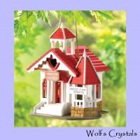 New Romantic Red & White Wedding Chapel Theme Wooden Birdhouse Garden