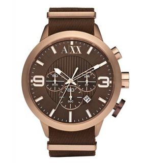 Armani Exchange Watch, Mens Chronograph Brown Nylon Strap 48mm