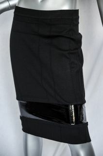 Yves Saint Laurent Rive Gauche Black Knit Vinyl Patent Panel Body Con