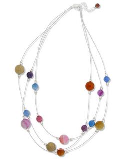 Silver Necklace, Mutlicolor Fire Agate Illusion Necklace (27 ct. t.w