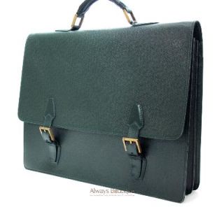 Authentic Louis Vuitton Green Taiga Serviette Tachkent Briefcase Bag