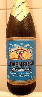 Lowenbrau Beer Glass Footed Beveled Bar Glass Import Logo Vintage